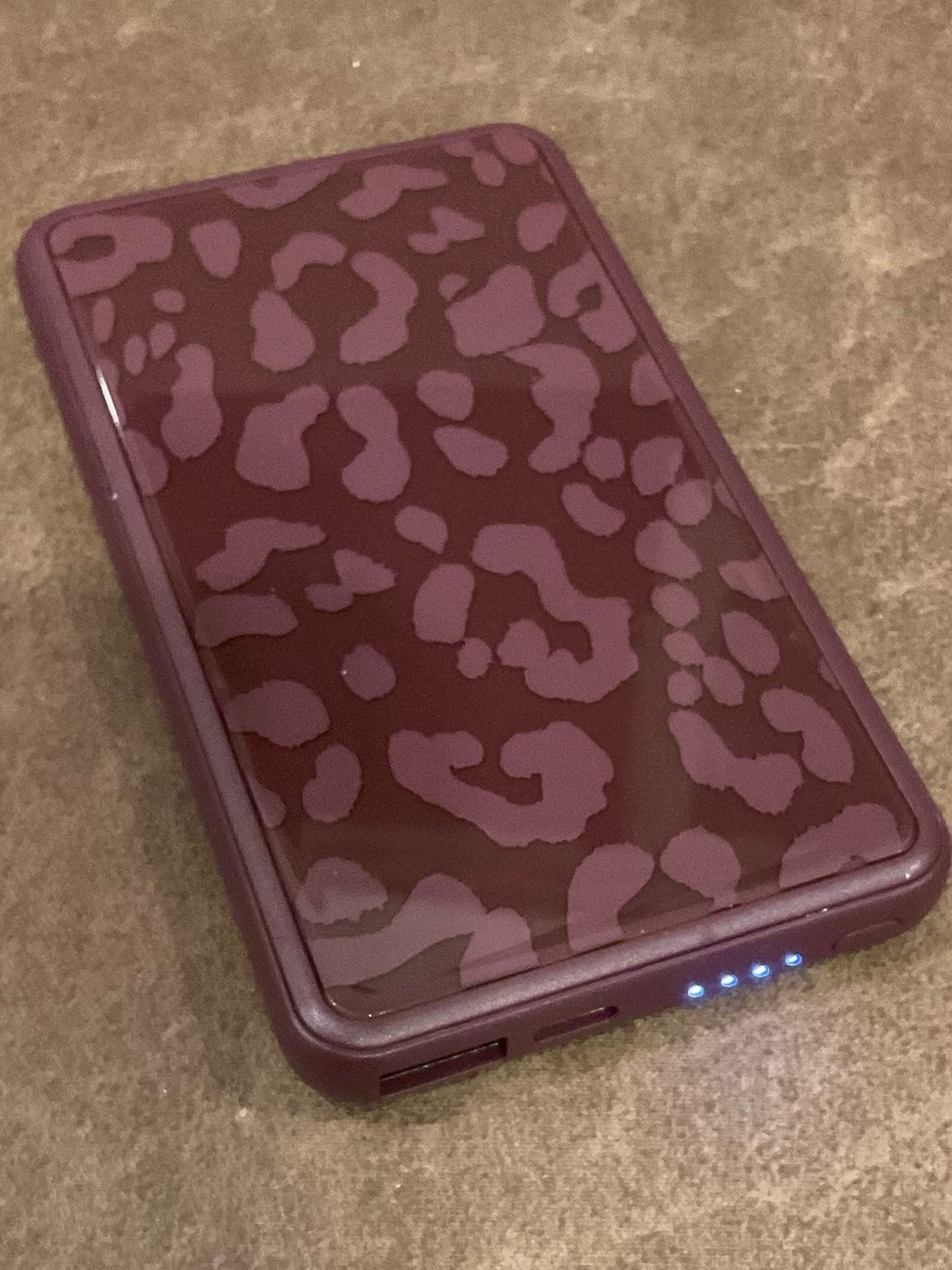 Purple Leopard Portable Charging Bank
